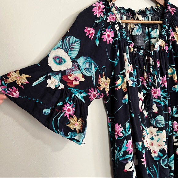 Umgee tropical floral babydoll dress with pockets size medium - Picture 5 of 7